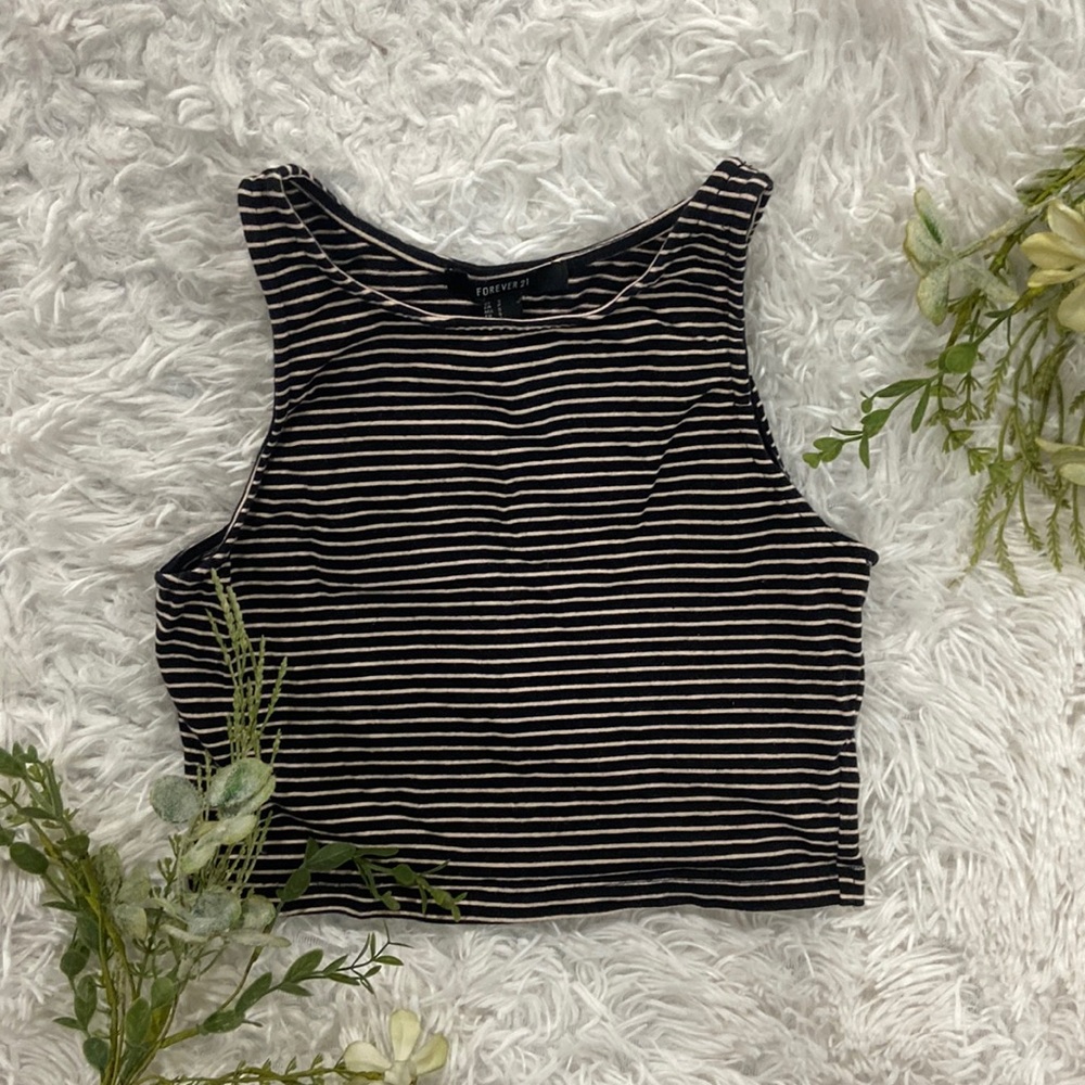 Forever 21 Women's Striped Cropped Tank Top-Size S